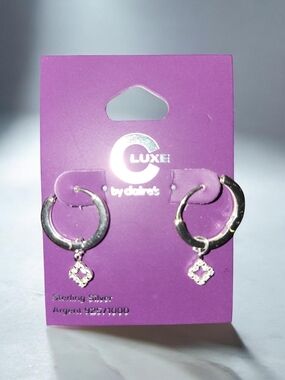 Sterling Silver Hoop Drop Earrings in Silver